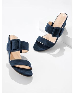 Talbots Royce Buckle Wedge Sandals - Blue