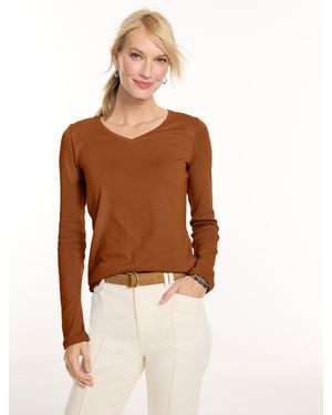 Talbots Pima V-neck T-shirt - Brown