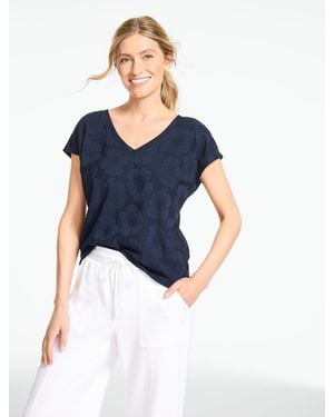 Talbots Short Sleeve V-neck T-shirt - Blue