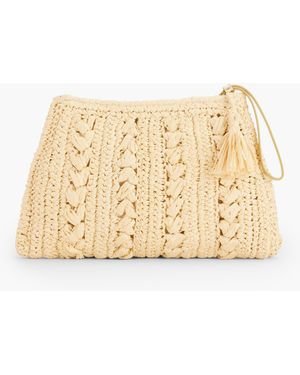 Talbots Leather Trim Straw Wristlet - Natural