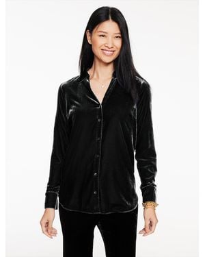 Talbots Velvet Button Front Shirt - Black