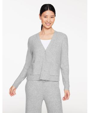 Talbots Ribbed V-neck Cardigan Sweater - White