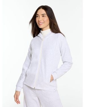 Talbots Sky Lounge Velour Full-zip Hoodie - White
