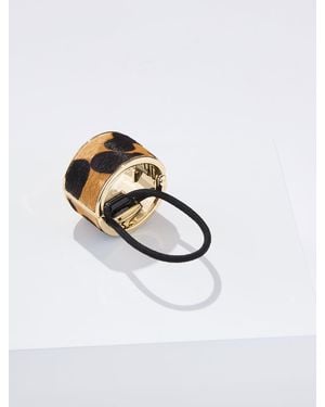 Talbots Leopard Calf Hair Hair Tie - White