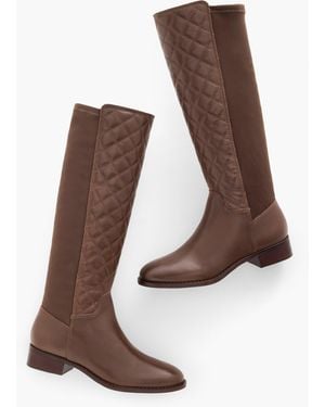 Talbots Tish Stretch Quilted Leather Tall Boots - Brown
