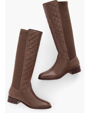 Talbots Tish Stretch Quilted Leather Tall Boots - Brown