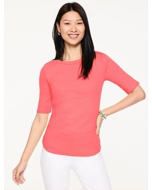 Talbots Ribbed Bateau Neck T-shirt - Pink