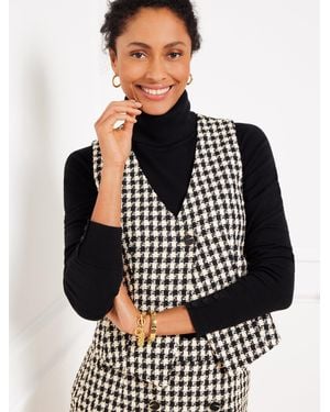 Talbots Houndstooth Tweed Vest - Black