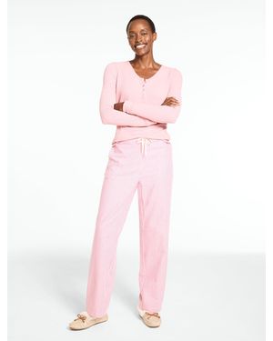 Talbots Waffle Knit Henley Pajama Set - Pink