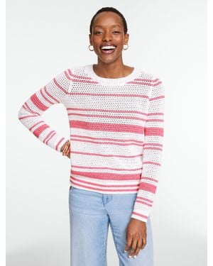 Talbots Open Stitch Crewneck Jumper - Red