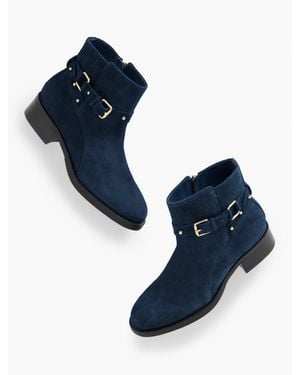 Talbots Waverly Studs Suede Ankle Boots - Blue