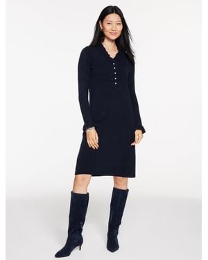 Talbots Cable Knit Ruffle Jumper Dress - Blue