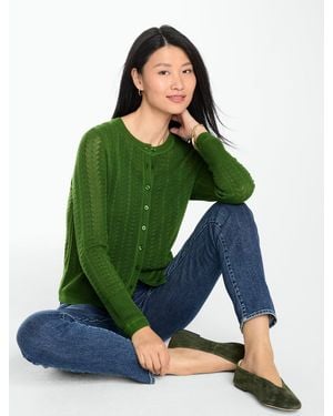 Talbots Pointelle Charming Cardigan Sweater - Green