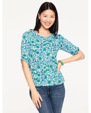 Talbots Elbow Sleeve Knot Top - Blue