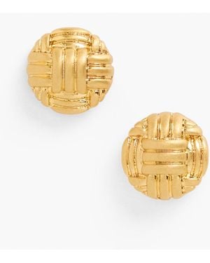 Talbots Basketweave Stud Earrings - Metallic