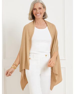 Talbots Metallic Jersey Stitch Linen Blend Travel Ruana - Natural