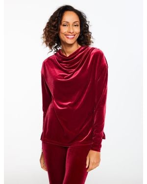 Talbots Stretch Velvet Tunic Top - Red