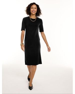 Talbots Knit Kit Ruched Midi Dress - Black