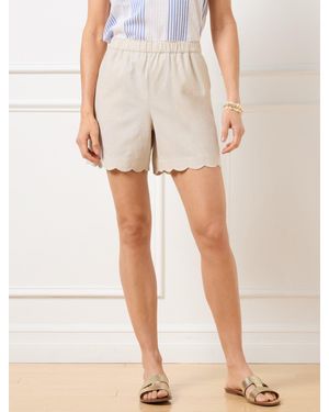 Talbots Washed Linen Scallop Hem Shorts - Natural