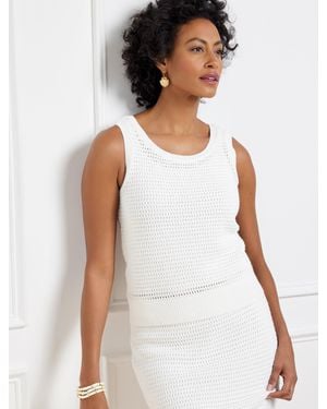 Talbots Crochet Pointelle Scoop Neck Shell Jumper - White