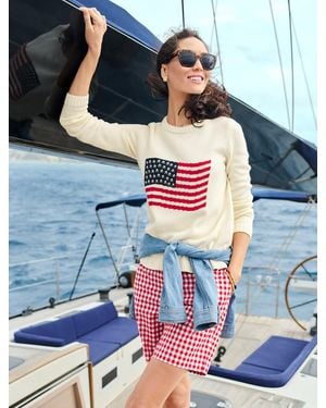 Talbots Crewneck Flag Pullover Sweater - Blue