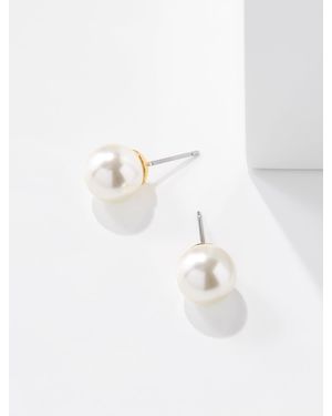Talbots Classic Pearl Stud Earrings - White