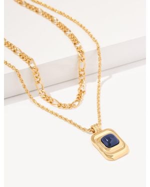 Talbots Layered Geo Pendant Necklace - Metallic