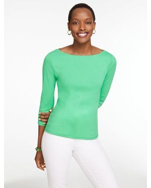 Talbots Solid Bateau Neck T-shirt Pima Cotton - Green
