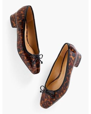Talbots Vanessa Patent Leather Block Heel Court Shoes - Natural