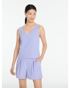 Talbots Lightweight Woven Stretch Double V-neck Tank Top - Blue