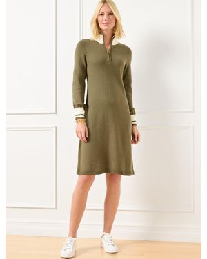 Talbots Tipped Half-zip Sweater Dress - Natural