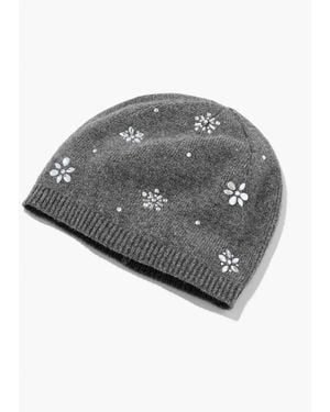 Talbots Snowflake Embellished Soft Knit Beanie - Grey