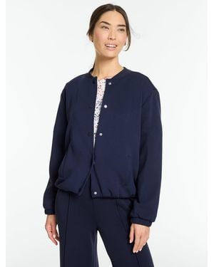 Talbots Airknit Stretch Snap Button Front Jacket - Blue