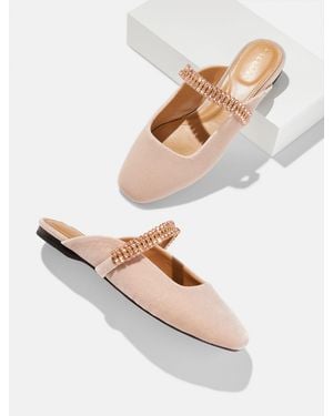 Talbots Sloane Embellished Velvet Mules - White