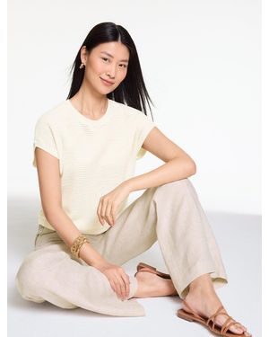 Talbots Extended Shoulder Crewneck Sweater - Natural