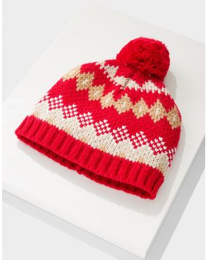 Talbots Twilight Fair Isle Beanie - Red