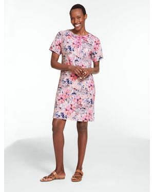 Talbots French Terry Lace-up Dress - Red