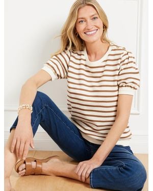 Talbots Button Shoulder Crewneck Sweatshirt - Blue