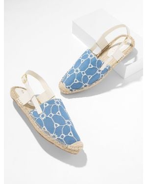 Talbots Isla Floral Chambray Espadrille Slingback Flats - Blue