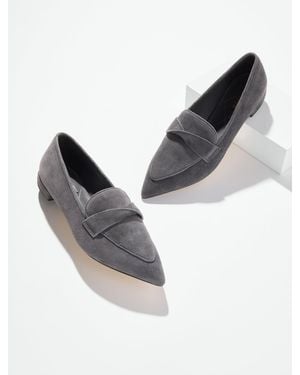 Talbots Scarlet Suede Twist Pointed Toe Loafers - Multicolour