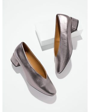 Talbots Winona Metallic Nappa Block Heel Pumps - White
