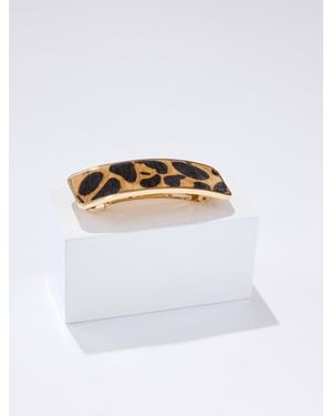 Talbots Leopard Calf Hair Barrette - White