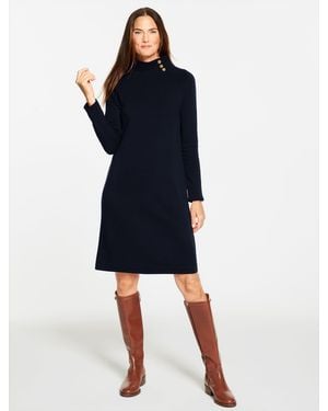 Talbots Fleece Side Button Turtleneck Dress - Blue