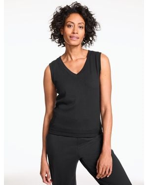 Talbots Draped V-neck Ribbed Tank Top - Black