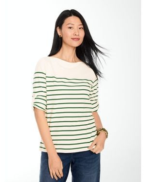 Talbots Roll Cuff Bateau Neck Top - Green