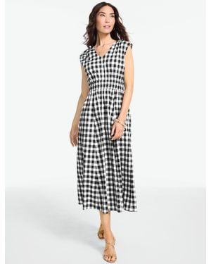 Talbots Poplin Fit & Flare Midi Dress - White