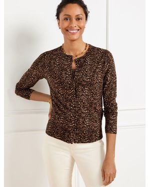 Talbots Crewneck Cardigan Sweater - Brown