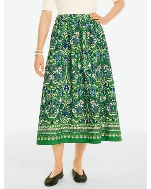 Talbots Poplin Fit & Flare Midi Skirt - Green