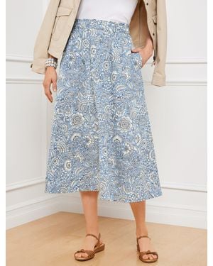 Talbots Poplin Fit & Flare Skirt - Blue