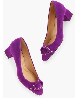 Talbots Kayla Buckle Block Heel Suede Court Shoes - Purple